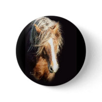 Horse Against Black Button