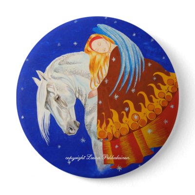 Horse and Angel Button by Leenasart