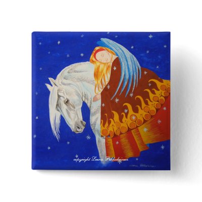 Horse and Angel Pinback Buttons by Leenasart