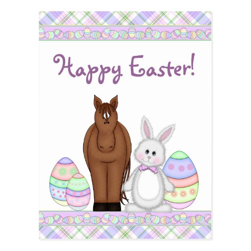 Horse and Bunny Happy Easter Postcard Zazzle