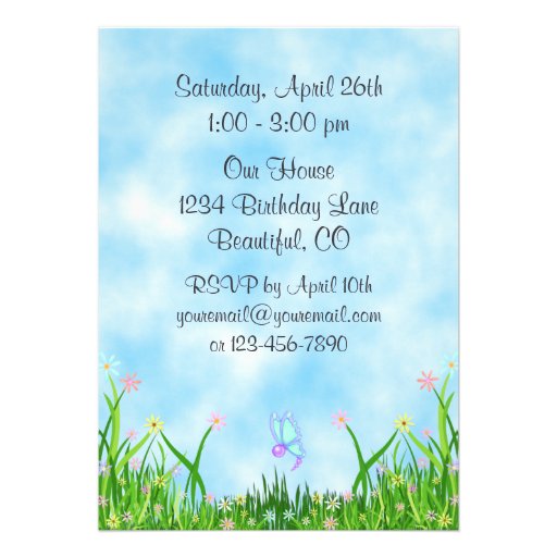 Horse and Butterflies 1st Birthday Invitation