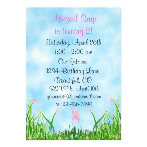 Horse and Butterflies Birthday Invitation
