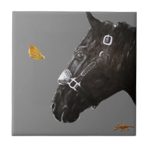 Horse and butterfly ceramic tiles