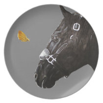 Horse and butterfly dinner plates
