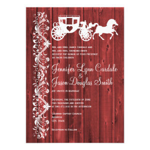 Horse and Carriage Barn Wood Wedding Invitations