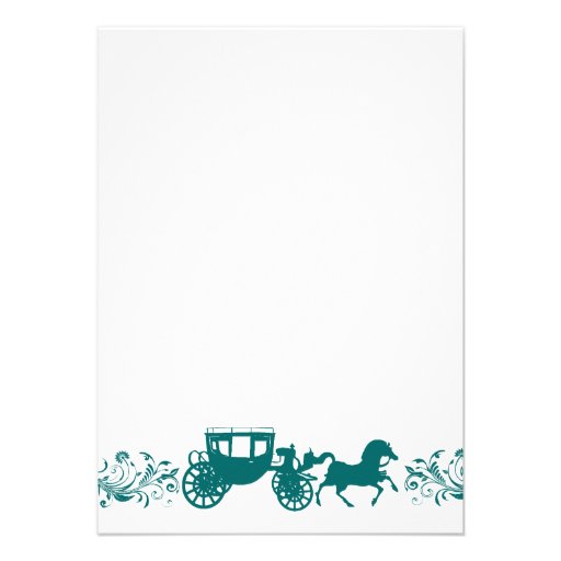 Horse and Carriage Teal Wedding Invitations