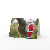 Horse and Child Santa Christmas card