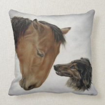 Horse  and Dog Throw Pillow