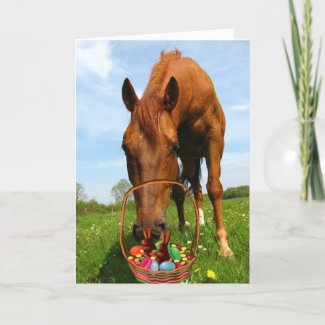 Horse and Easter Basket card