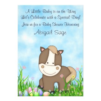 Horse and Easter Eggs Baby Shower Invite ~ Neutral
