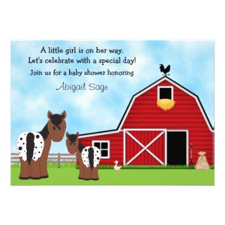 Horse and Farm Baby Shower Invitation for Girls