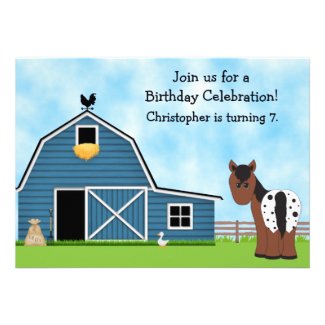 Horse and Farm Birthday Invitation for Boys