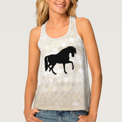 Horse and faux sequins tank top
