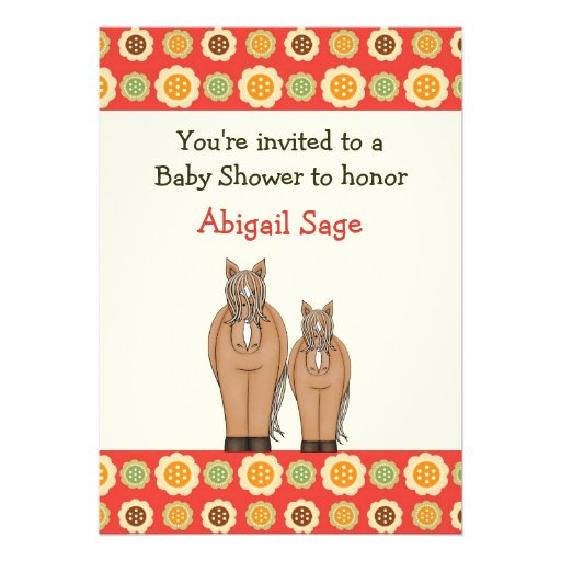 Horse and Flowers Baby Shower Invitation for Girls