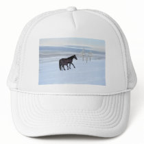 Horse and foal in the snow fantasy mesh hat