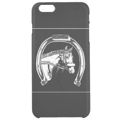 Horse and Horseshoe Scratch Art Clear iPhone 6 Plus Case