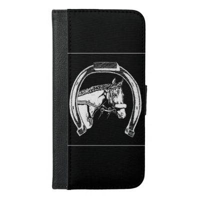 Horse and Horseshoe Scratch Art iPhone 6/6S Plus Wallet Case
