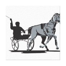 Horse and Jockey Harness Racing Stretched Canvas Print