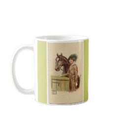 Horse and Lady Feather Hat mug