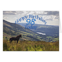 Horse and landscape 98th birthday card