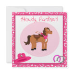Horse and Pink Paisley Cowgirl Birthday Party Personalized Announcements