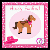 Horse and Pink Paisley Cowgirl Birthday Party invitations