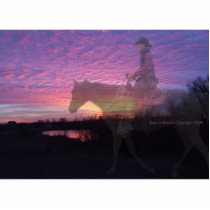 Horse and Rider in Sunset photo sculptures