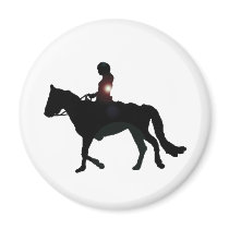 Horse and rider silhouette magnets