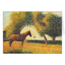 Horse and wagon by Georges Seurat Cards