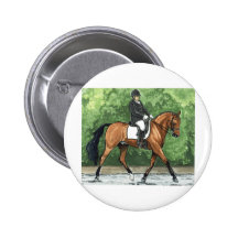 Horse Art Dressage Horse Bay Trotting Pinback Buttons