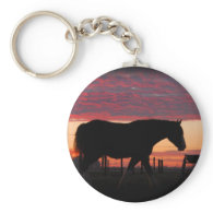 Horse at sunset key chain