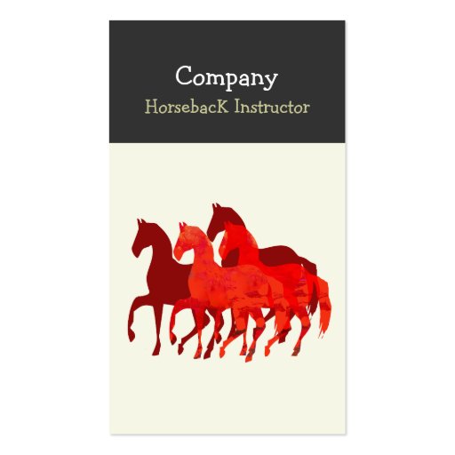 Horse Back Instructor  Horses Business Card Template (front side)