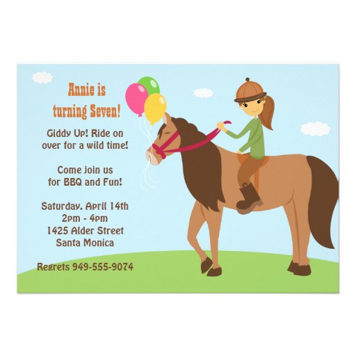 Horse Back Rider Birthday Party Invitation