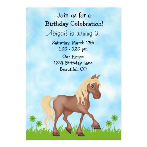 Horse Birthday Invitation for Girls