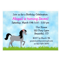 Horse Birthday Invitation for Girls