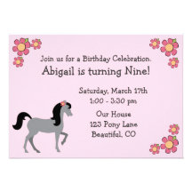 Horse Birthday Invitation for Girls