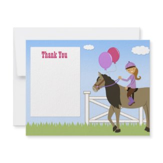 Horse Birthday Party Thank You Card invitation