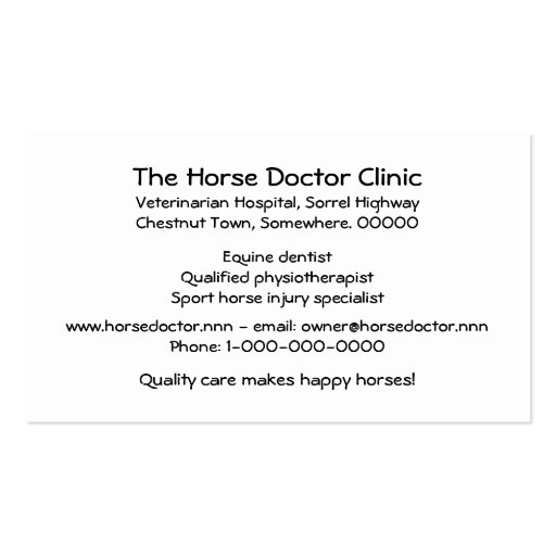 Horse business card (back side)