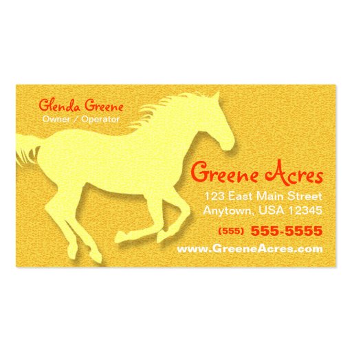 Horse Business Card - Yellow (front side)