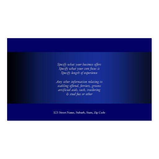 Horse business marketing blue black white celtic business card template (back side)