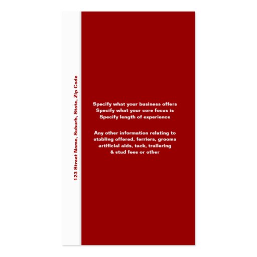 Horse business marketing business card templates (back side)