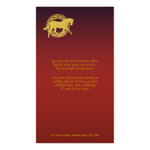 Horse business marketing business cards (back side)