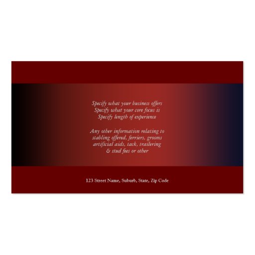 Horse business marketing celtic red black white business card template (back side)