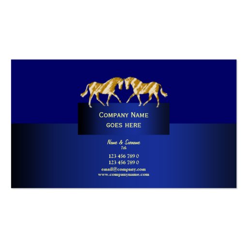Horse business marketing dappled gold blue business card template (front side)