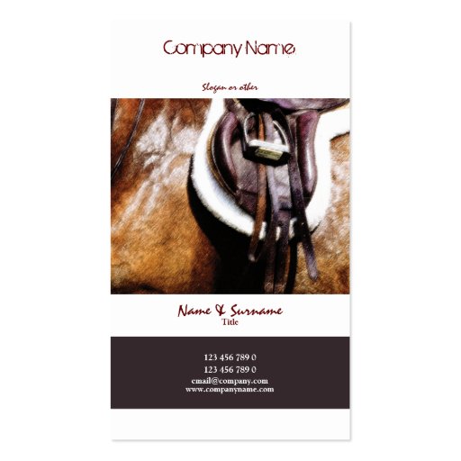 Horse business marketing equestrian art business card (front side)