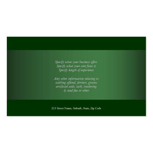 Horse business marketing green white celtic business card templates (back side)