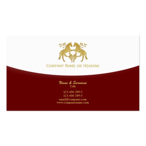 Horse business marketing red gold business card templates