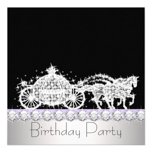 Horse Carriage Lavender Princess Birthday Party Announcement