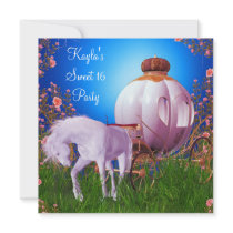 Horse Carriage Princess  Sweet 16 Birthday Party Announcement