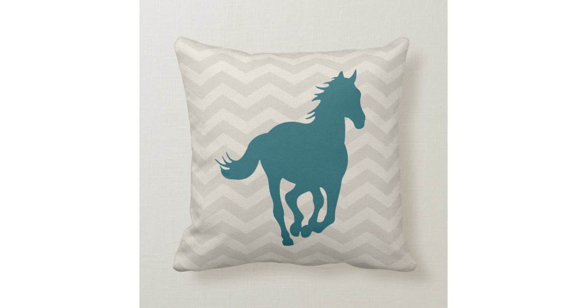 Horse Chevron Pattern Teal Green Grey Cream Throw Pillow Zazzle